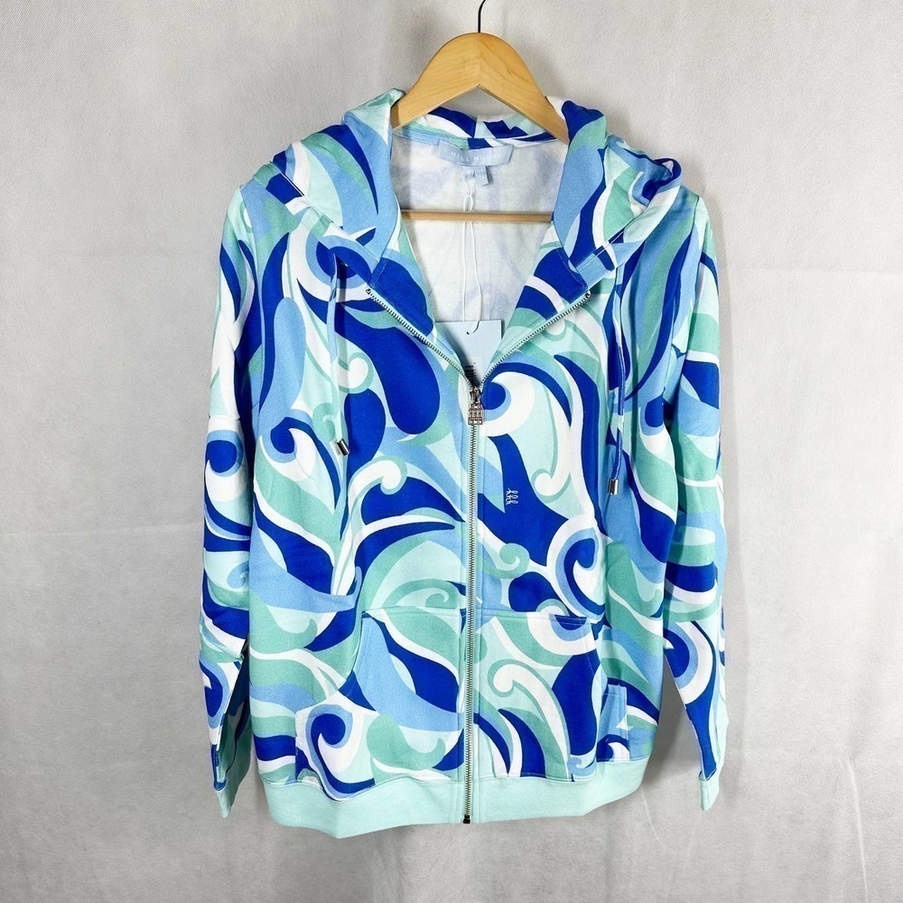 Hill House The Allie Zip Up Sweatshirt Size Small Ocean Kaleidoscope
